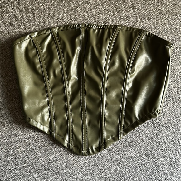Sexy PU Zip Back Leather Tube Top - Picture 4 of 7